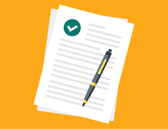 Illustration of paper with checkbox and pen